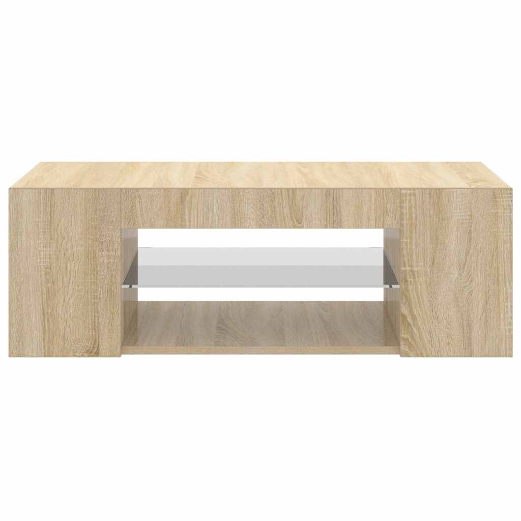 tv-bord med LED-lys 90x39x30 cm sonoma-eg