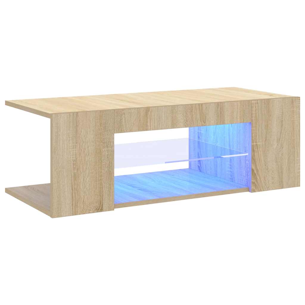 tv-bord med LED-lys 90x39x30 cm sonoma-eg