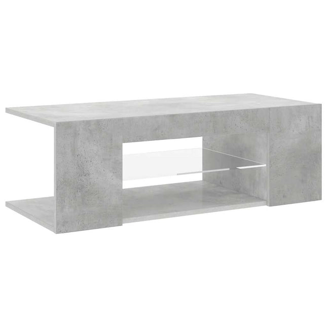 tv-bord med LED-lys 90x39x30 cm betongrå