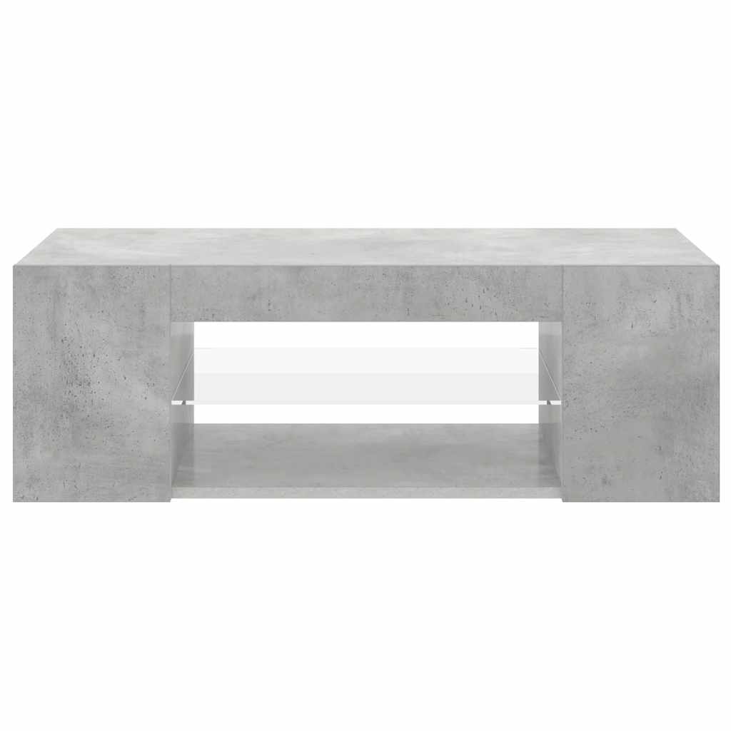 tv-bord med LED-lys 90x39x30 cm betongrå