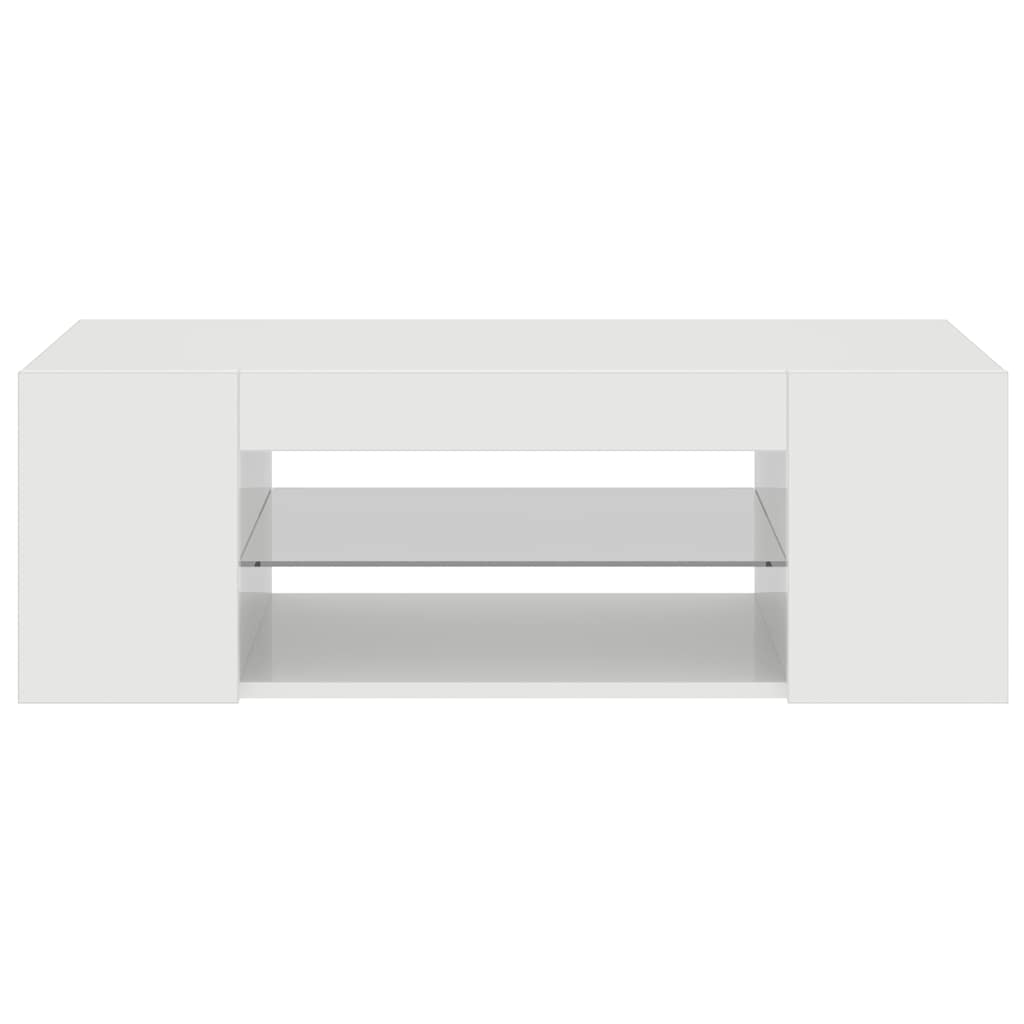 tv-skab med LED-lys 90x39x30 cm hvid højglans