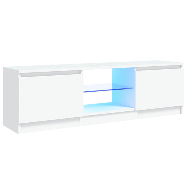 tv-skab med LED-lys 120x30x36 cm hvid