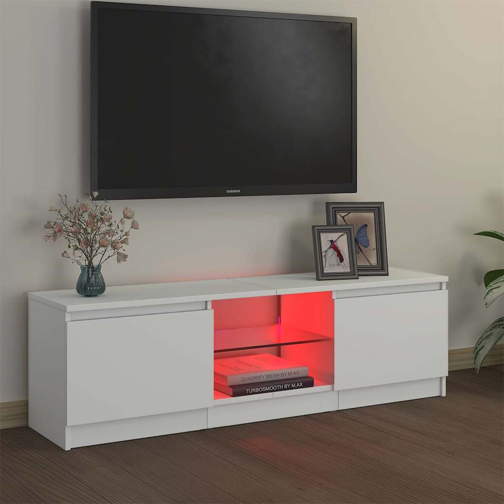 tv-skab med LED-lys 120x30x36 cm hvid