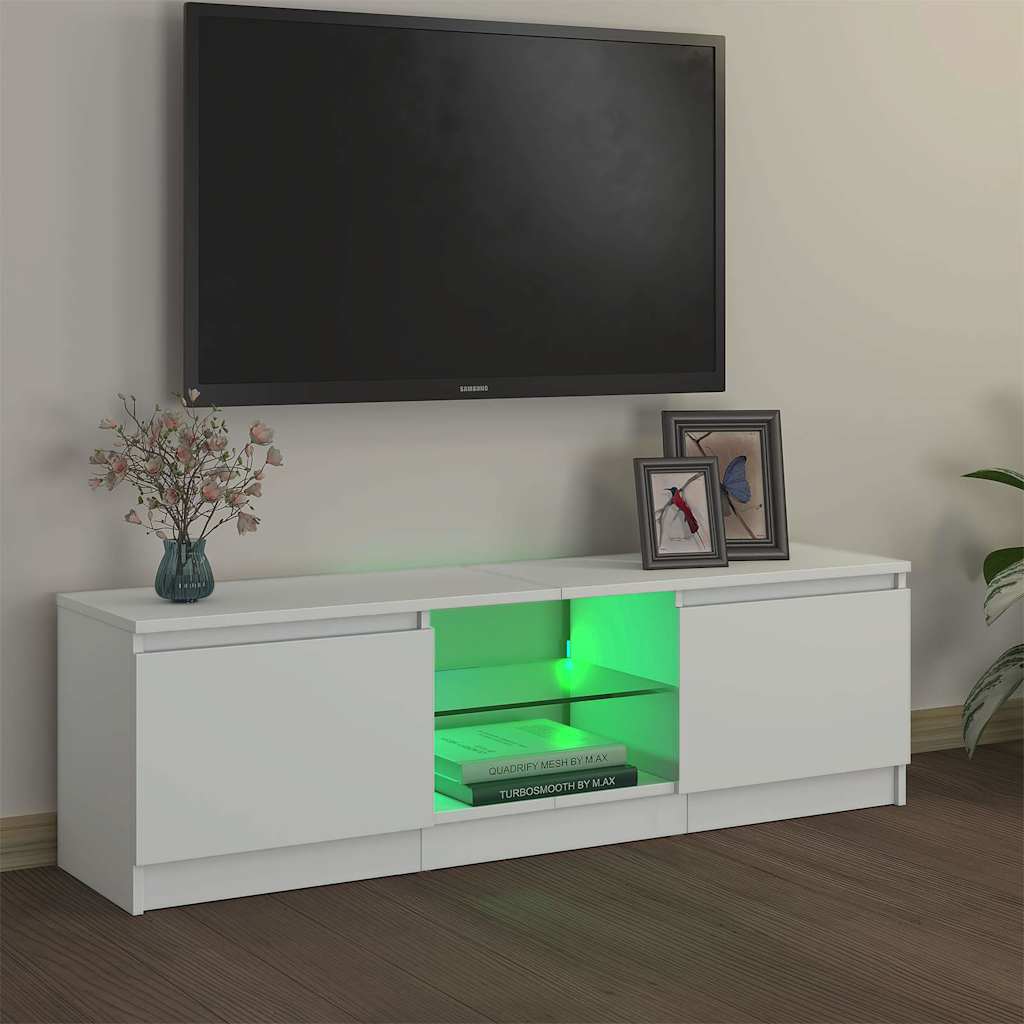 tv-skab med LED-lys 120x30x36 cm hvid