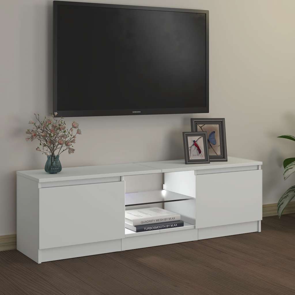 tv-skab med LED-lys 120x30x36 cm hvid