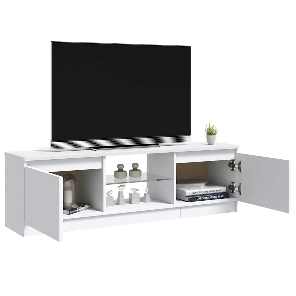 tv-skab med LED-lys 120x30x36 cm hvid