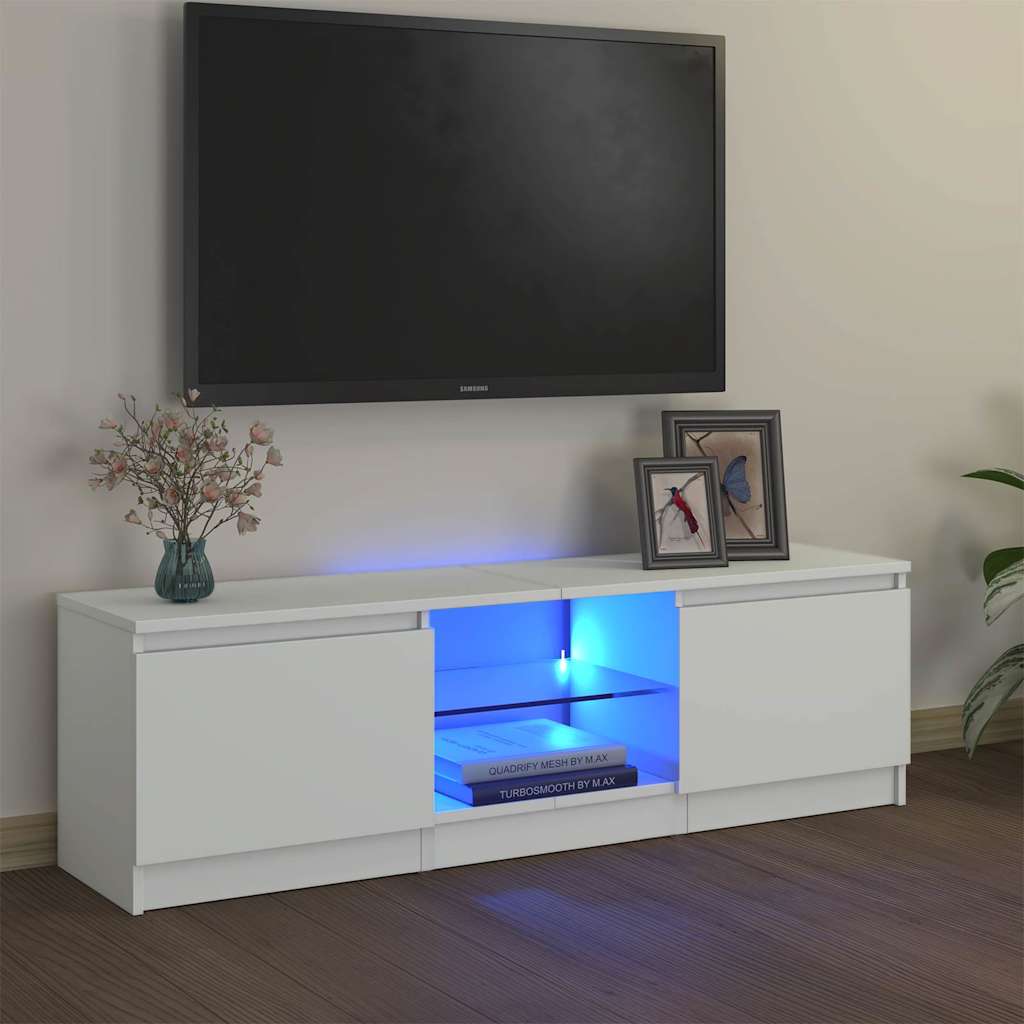 tv-skab med LED-lys 120x30x36 cm hvid