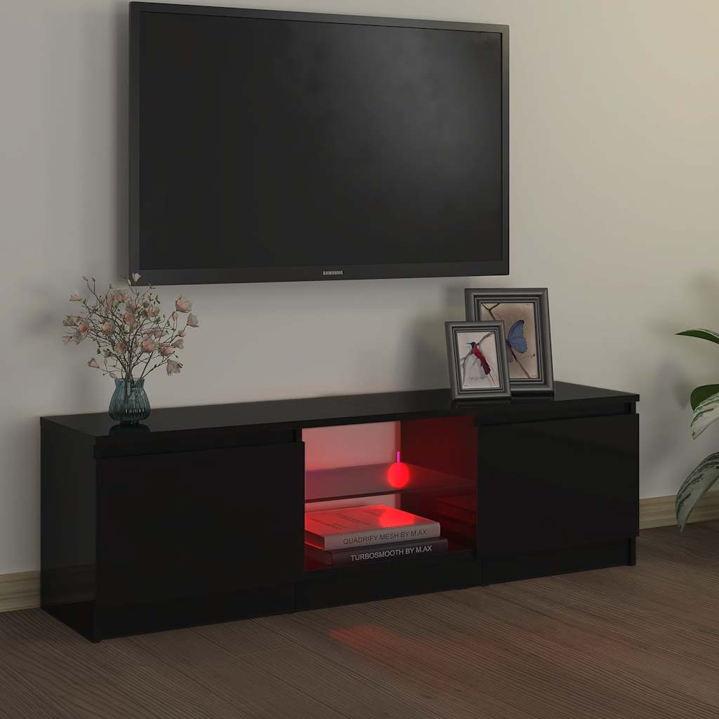 tv-skab med LED-lys 120x30x36 cm sort