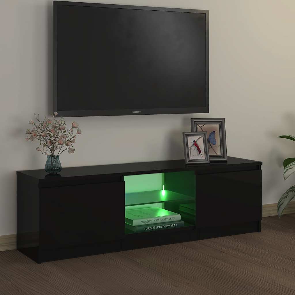 tv-skab med LED-lys 120x30x36 cm sort
