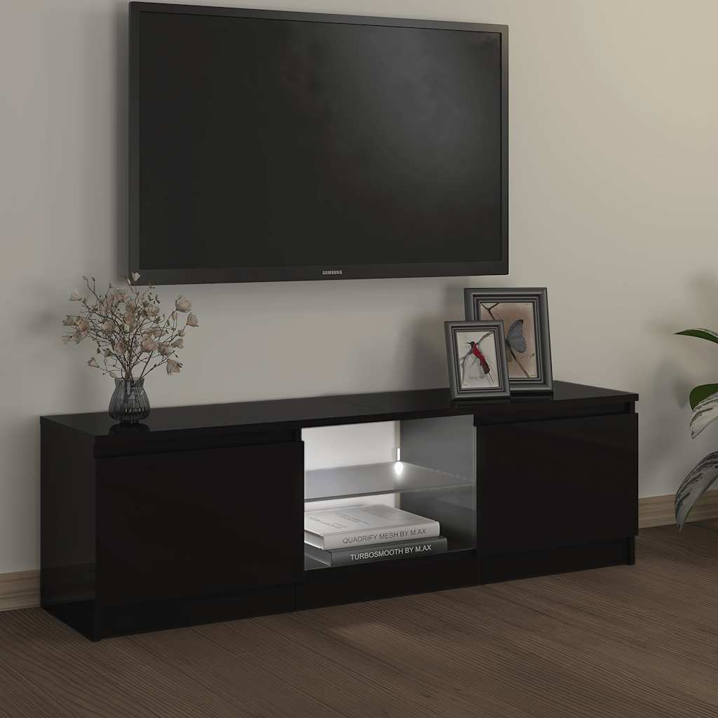 tv-skab med LED-lys 120x30x36 cm sort