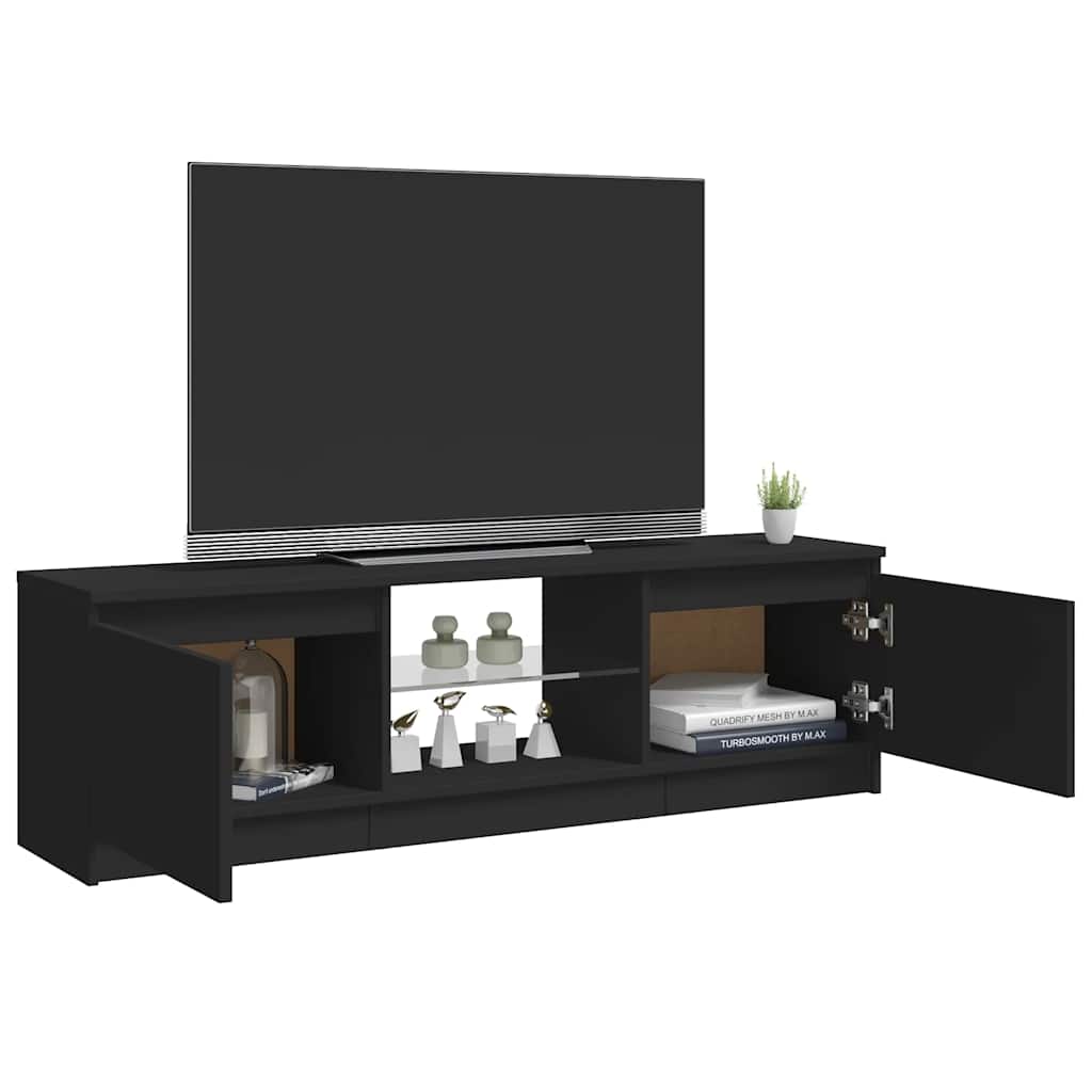 tv-skab med LED-lys 120x30x36 cm sort