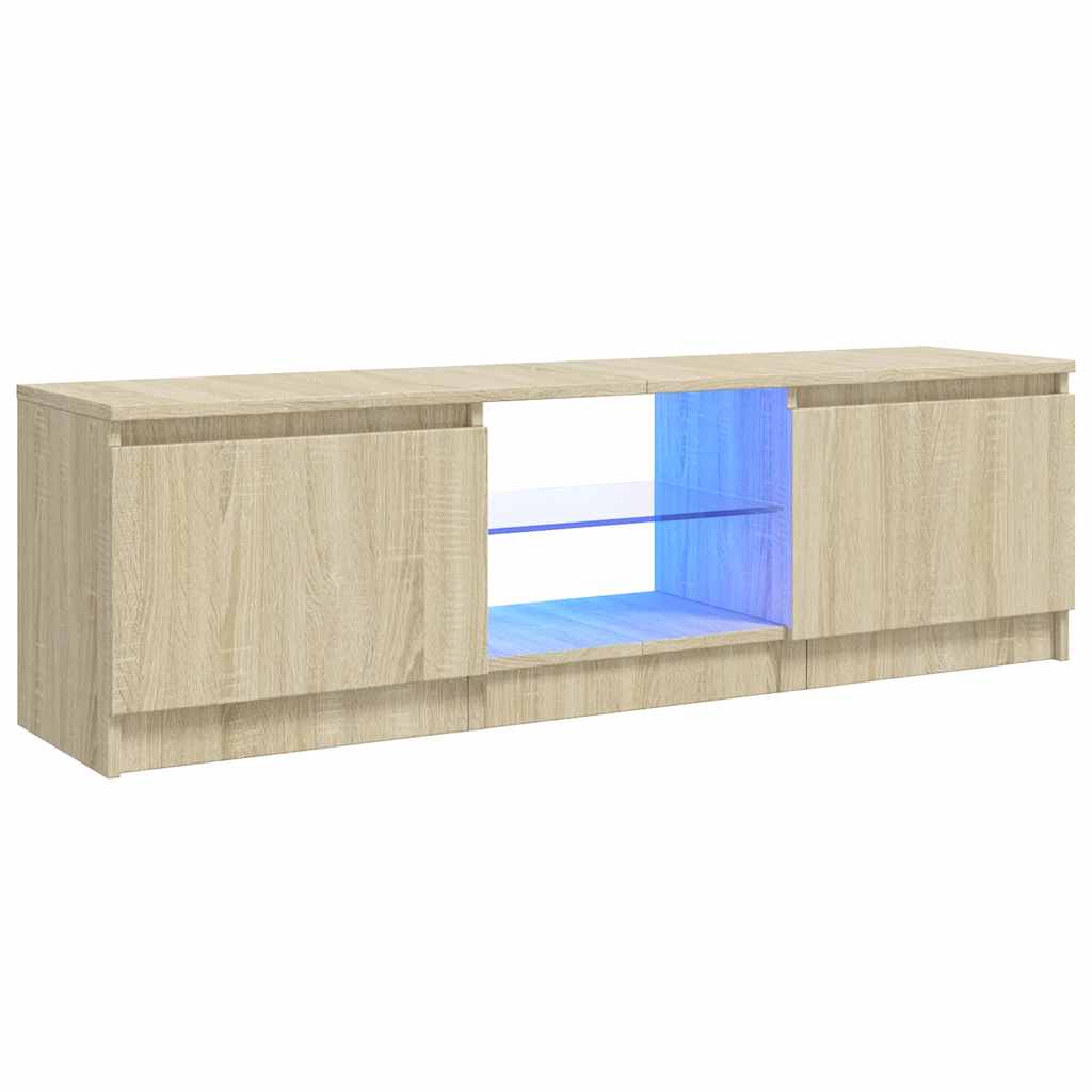 tv-bord med LED-lys 120x30x36 cm sonoma-eg