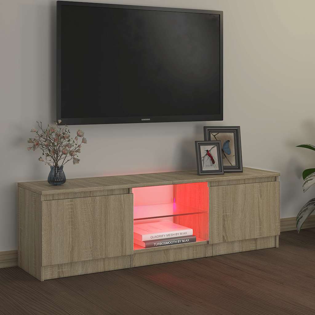 tv-bord med LED-lys 120x30x36 cm sonoma-eg