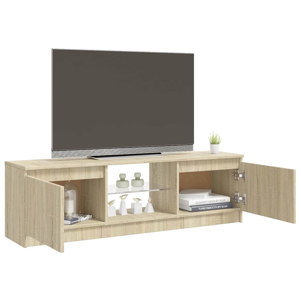 tv-bord med LED-lys 120x30x36 cm sonoma-eg
