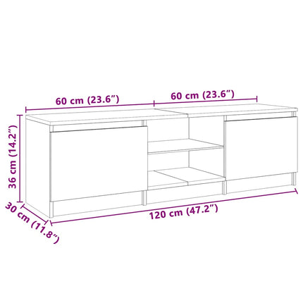 tv-skab med LED-lys 120x30x36 cm betongrå