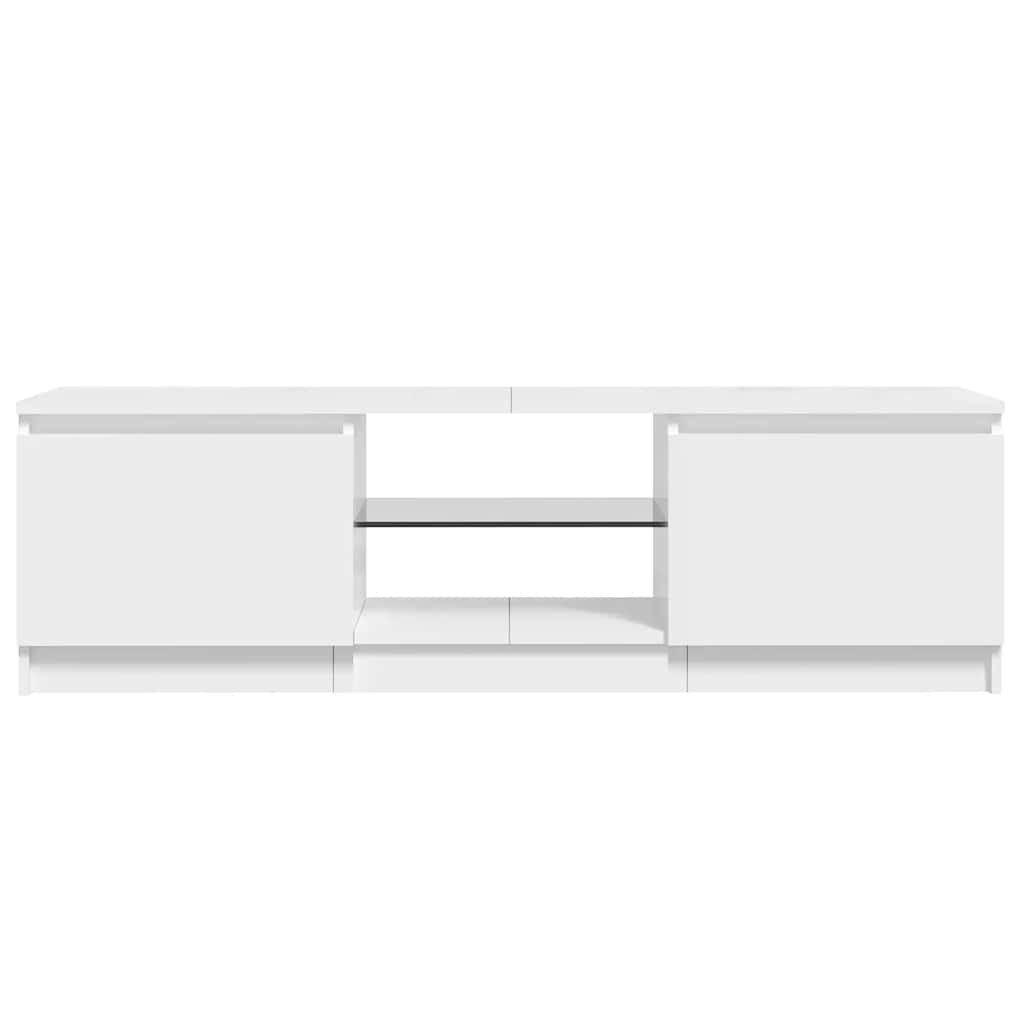tv-skab med LED-lys 120x30x36 cm hvid højglans