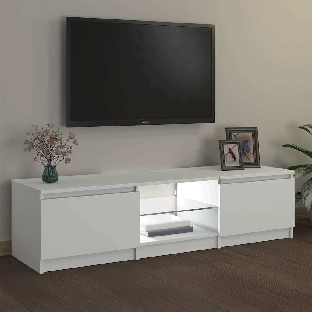tv-skab med LED-lys 140x40x36 cm hvid