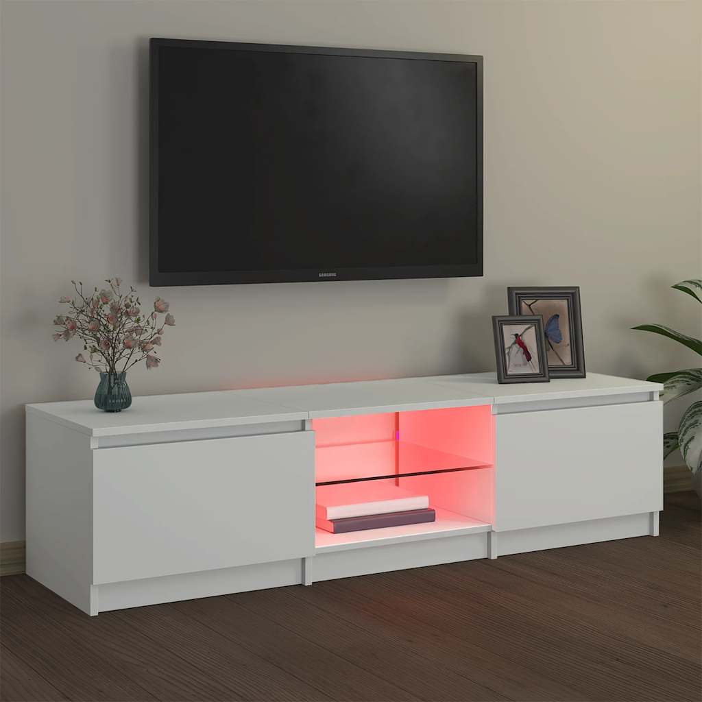 tv-skab med LED-lys 140x40x36 cm hvid