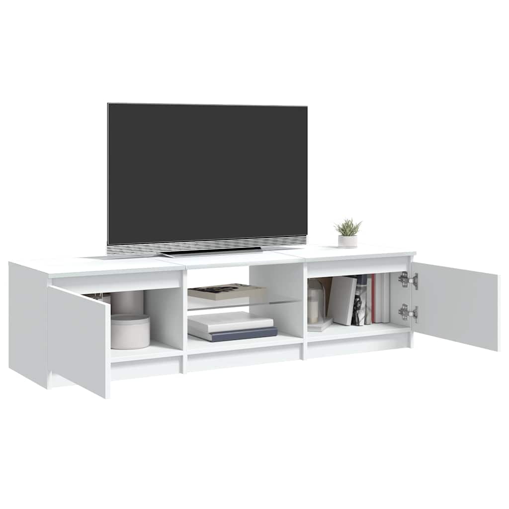 tv-skab med LED-lys 140x40x36 cm hvid