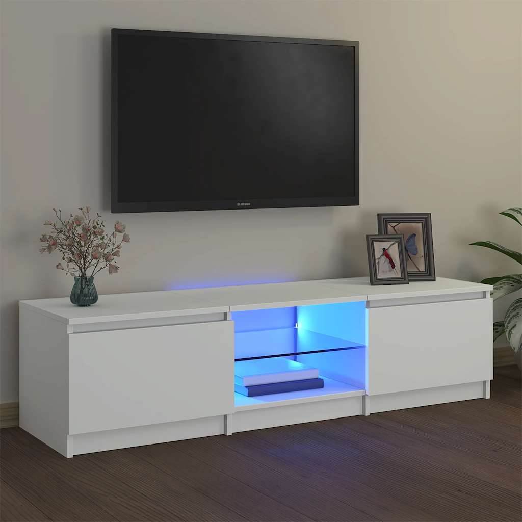 tv-skab med LED-lys 140x40x36 cm hvid