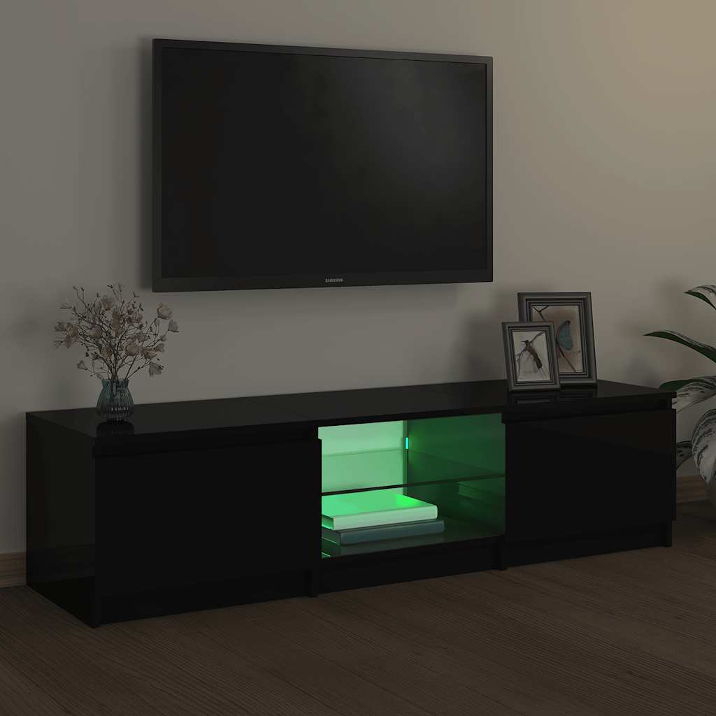 tv-bord med LED-lys 140x40x36 cm sort