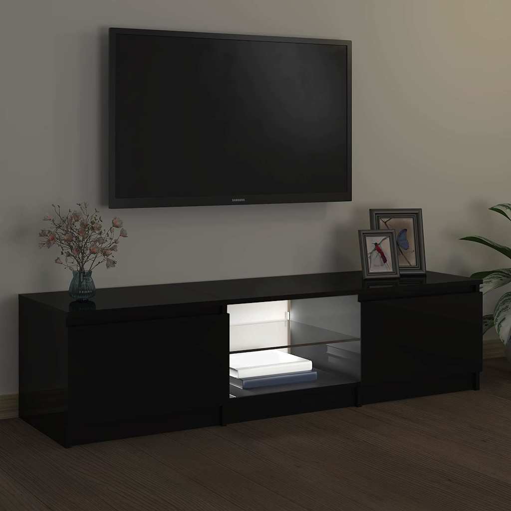 tv-bord med LED-lys 140x40x36 cm sort
