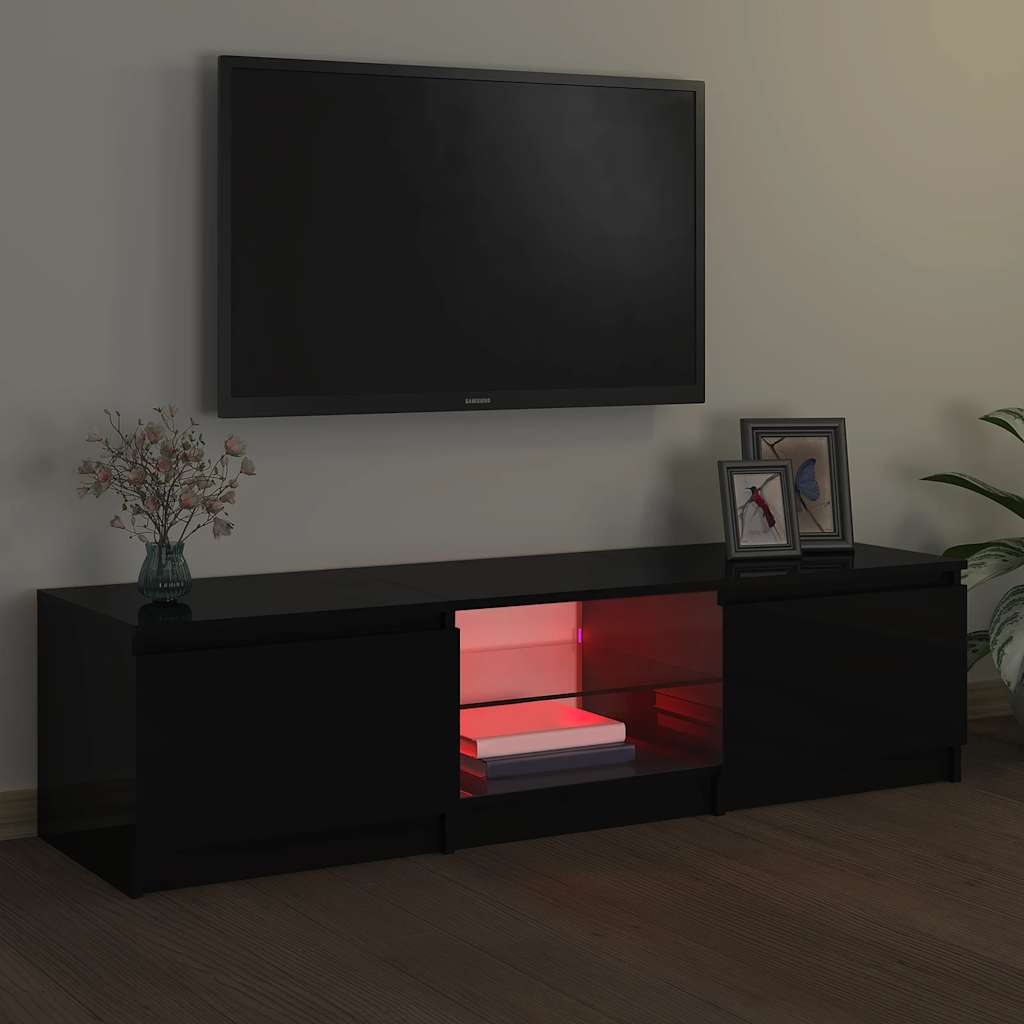 tv-bord med LED-lys 140x40x36 cm sort
