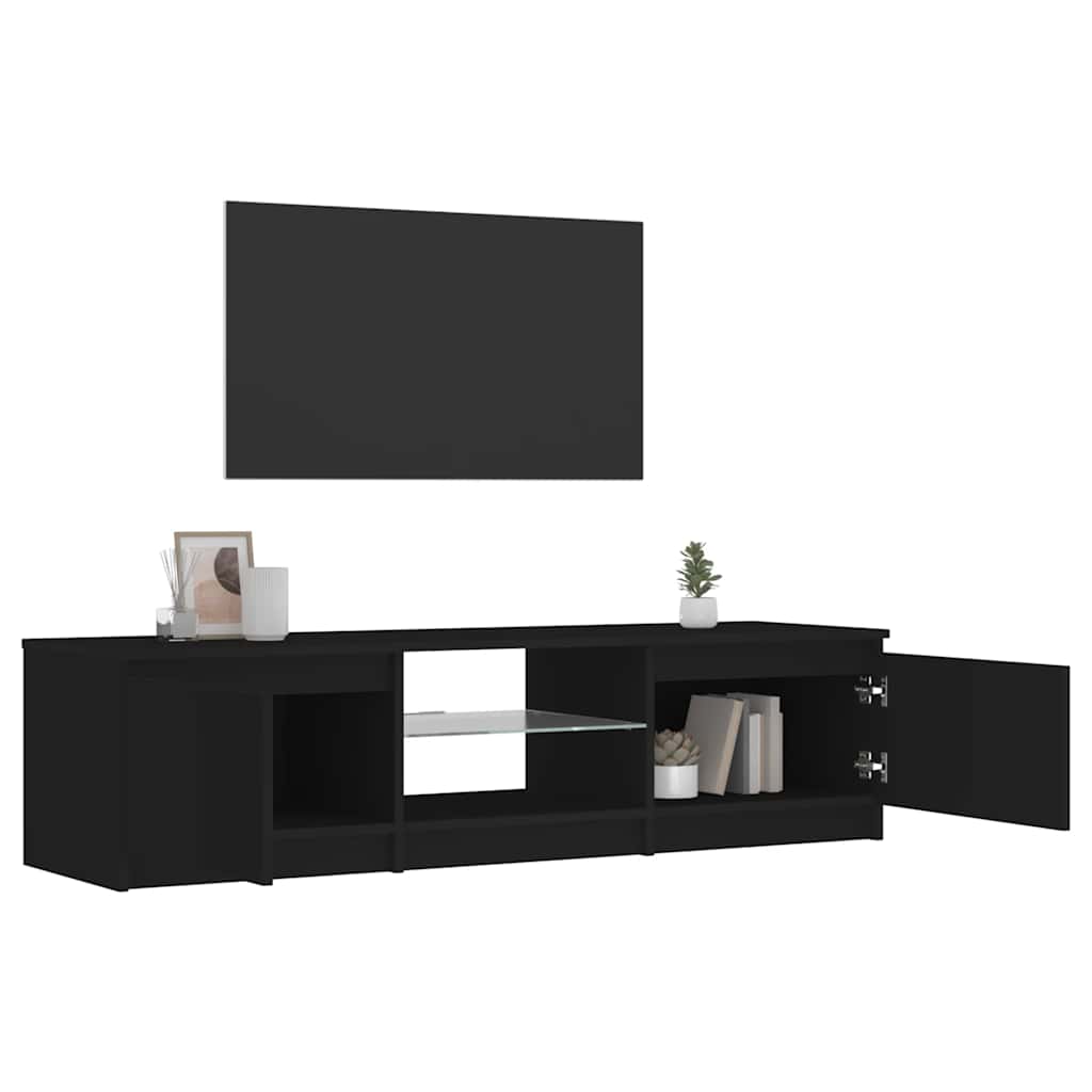 tv-bord med LED-lys 140x40x36 cm sort