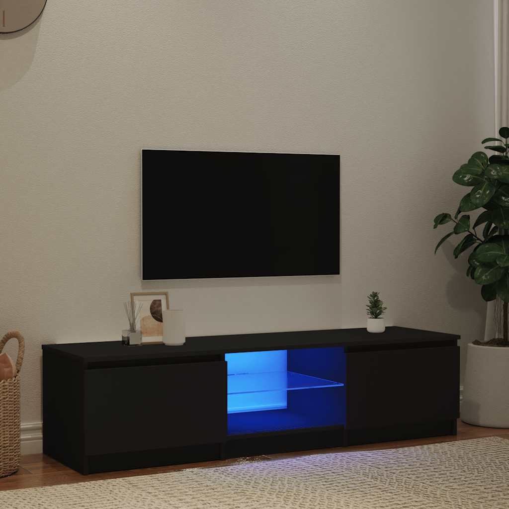 tv-bord med LED-lys 140x40x36 cm sort