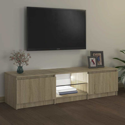 tv-bord med LED-lys 140x40x36 cm sonoma-eg