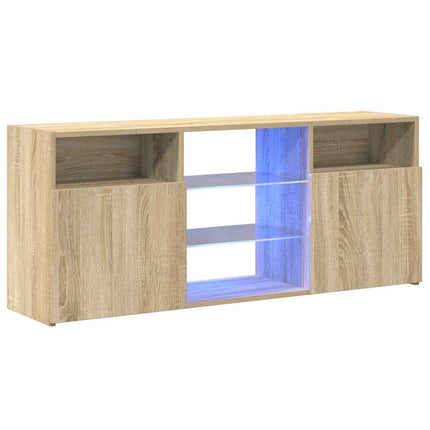 tv-bord med LED-lys 120x30x50 cm sonoma-eg