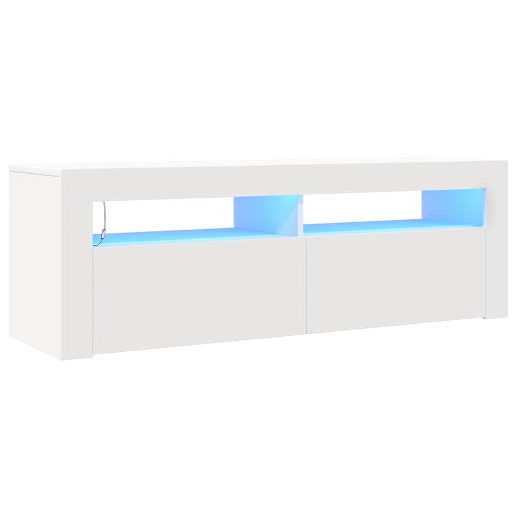 tv-skab med LED-lys 120x35x40 cm hvid