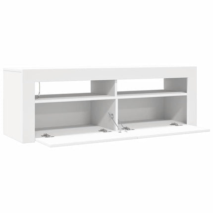 tv-skab med LED-lys 120x35x40 cm hvid