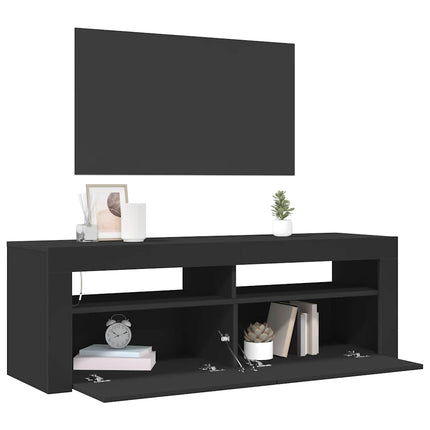 tv-bord med LED-lys 120x35x40 cm sort