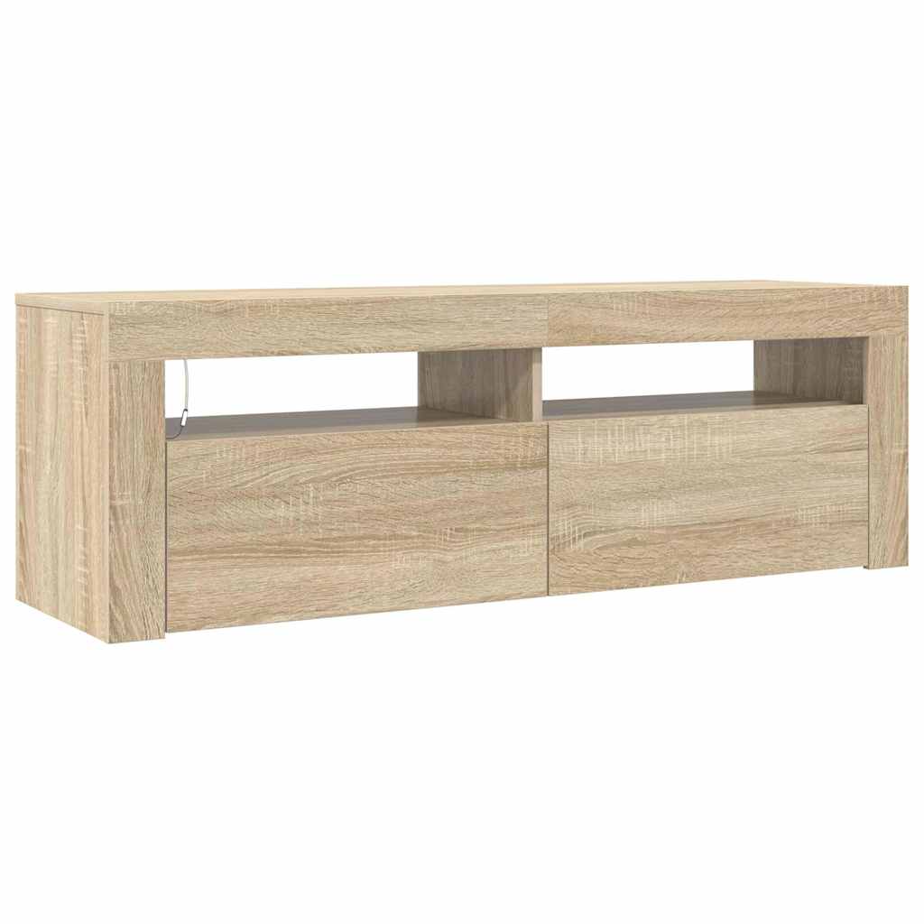 tv-bord med LED-lys 120x35x40 cm sonoma-eg