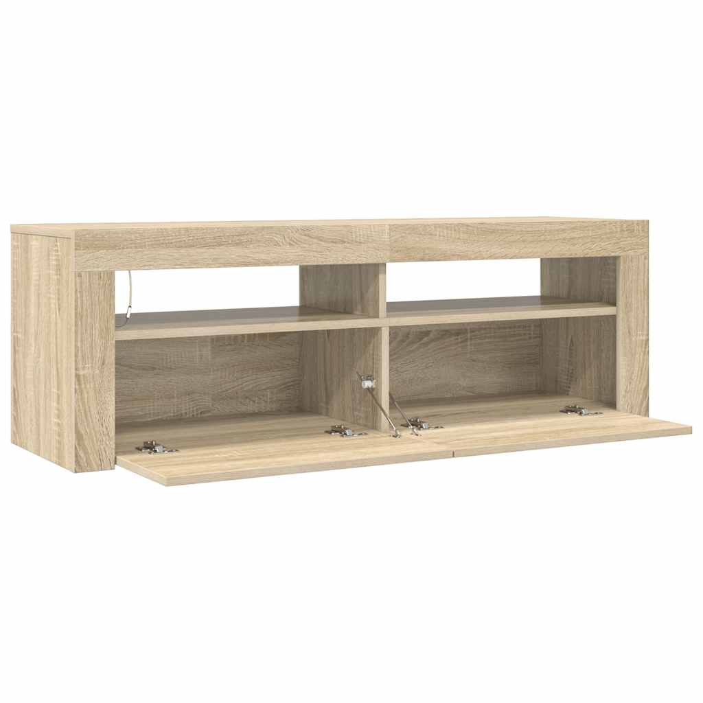 tv-bord med LED-lys 120x35x40 cm sonoma-eg