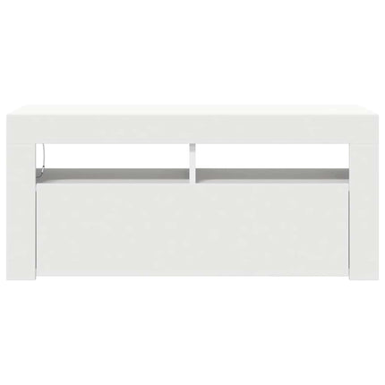 tv-skab med LED-lys 90x35x40 cm hvid