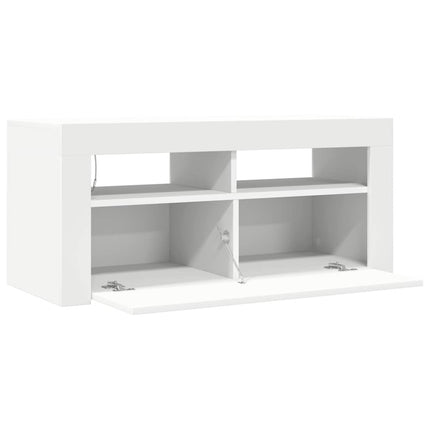 tv-skab med LED-lys 90x35x40 cm hvid