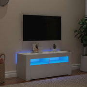 tv-skab med LED-lys 90x35x40 cm hvid