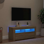 tv-bord med LED-lys 90x35x40 cm sonoma-eg