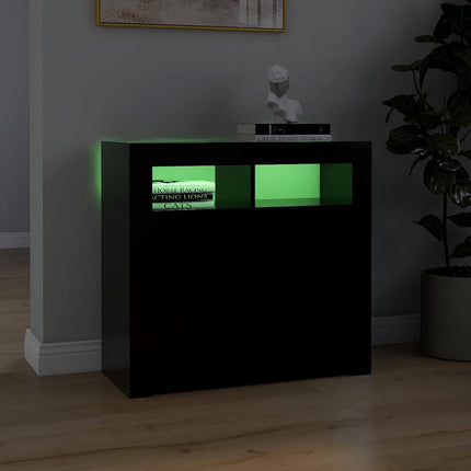 skænk med LED-lys 80x35x75 cm sort