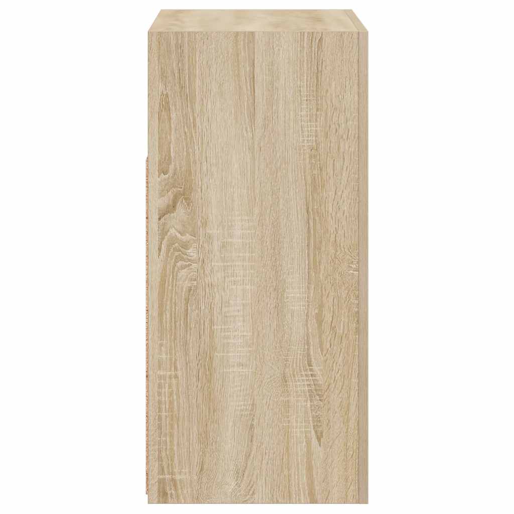 skænk med LED-lys 80x35x75 cm sonoma-eg