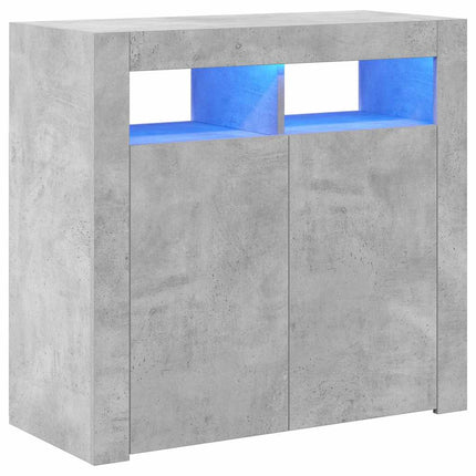 skænk med LED-lys 80x35x75 cm betongrå