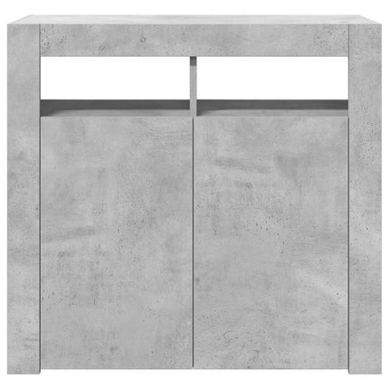 skænk med LED-lys 80x35x75 cm betongrå