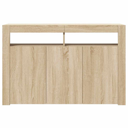 skænk med LED-lys 115,5x30x75 cm sonoma-eg