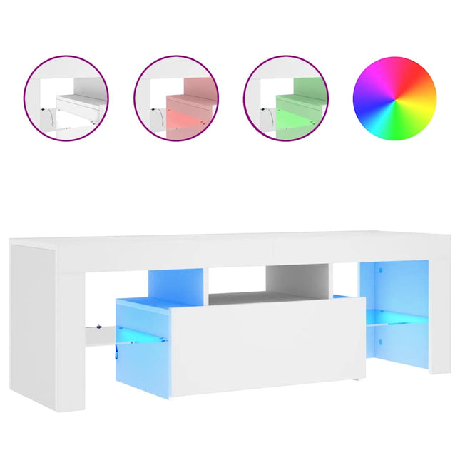 tv-skab med LED-lys 120x35x40 cm hvid