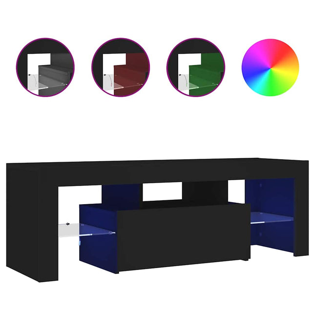 tv-bord med LED-lys 120x35x40 cm sort
