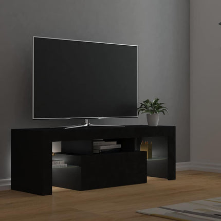tv-bord med LED-lys 120x35x40 cm sort