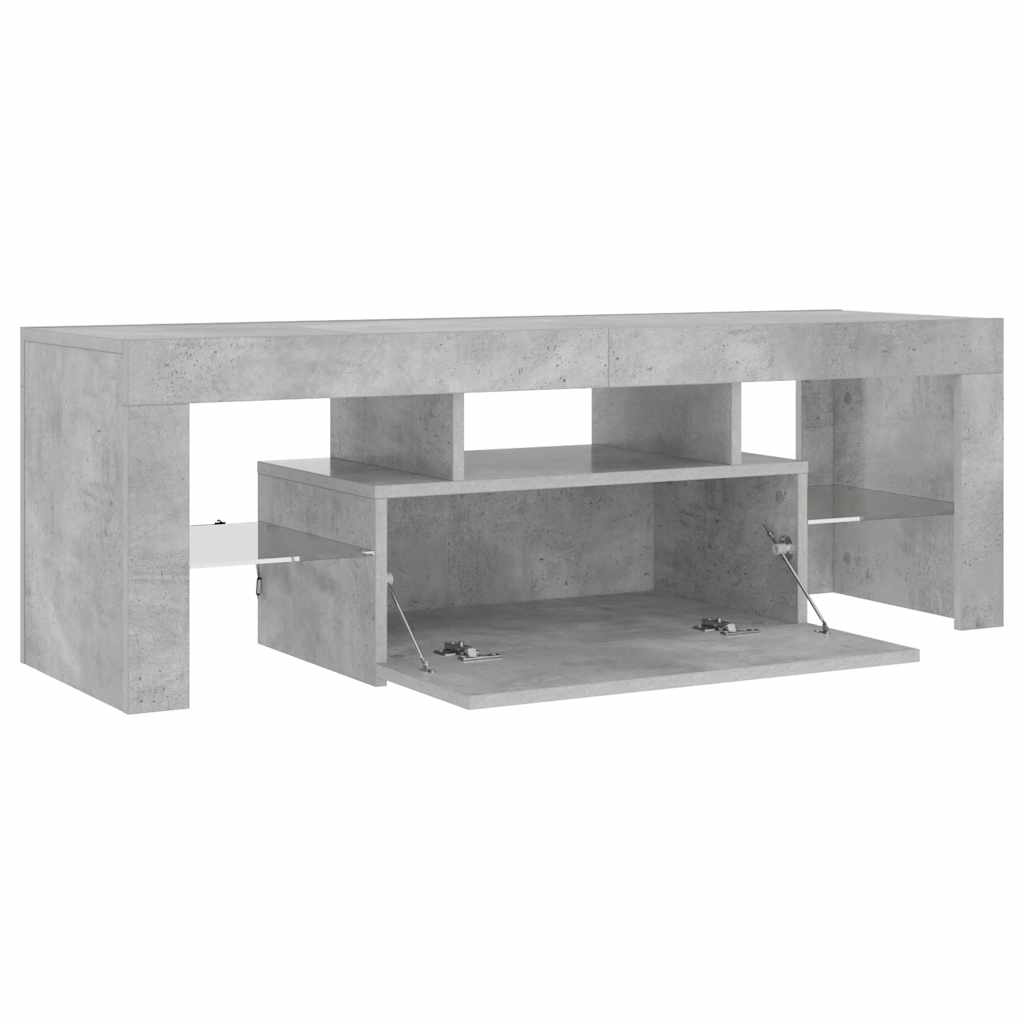 tv-bord med LED-lys 120x35x40 cm betongrå