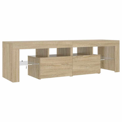tv-bord med LED-lys 140x36,5x40 cm sonoma-eg